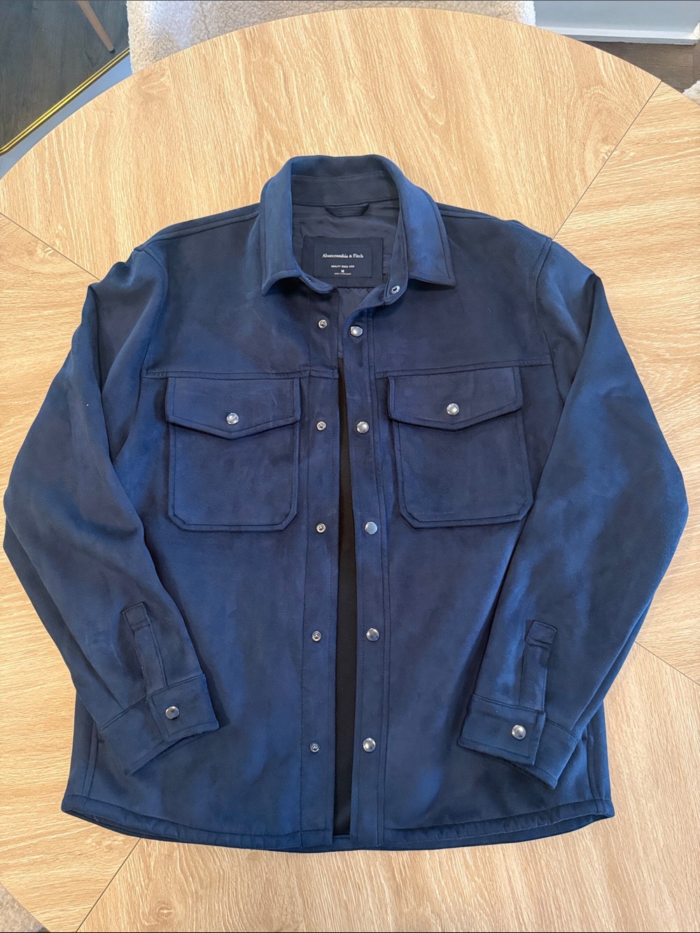 Abercrombie & Fitch Men's Dark Navy Suede-Look Shirt Jacket